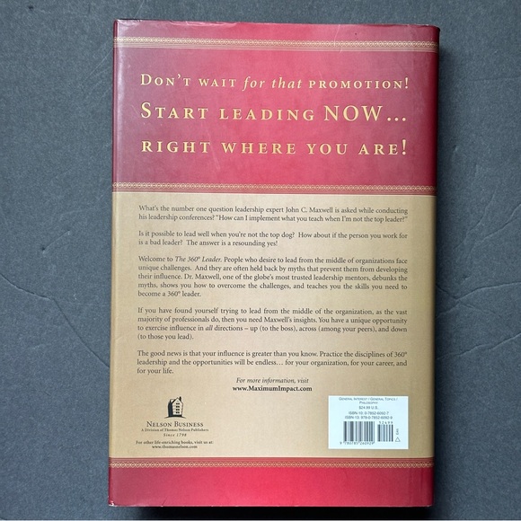 The 360 Degree Leader by John C. Maxwell | Personal Development |Hardcover Book - Picture 2 of 13